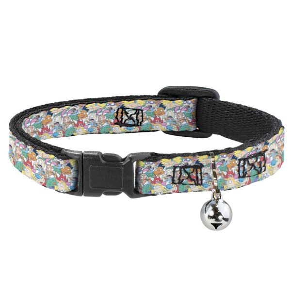 Cat Collar Breakaway with Bell - Nick 90 s Rewind 8-Character Mash Up Collage White For Sale